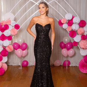 Style PF9932, Black Sequin, Available in size 6/8